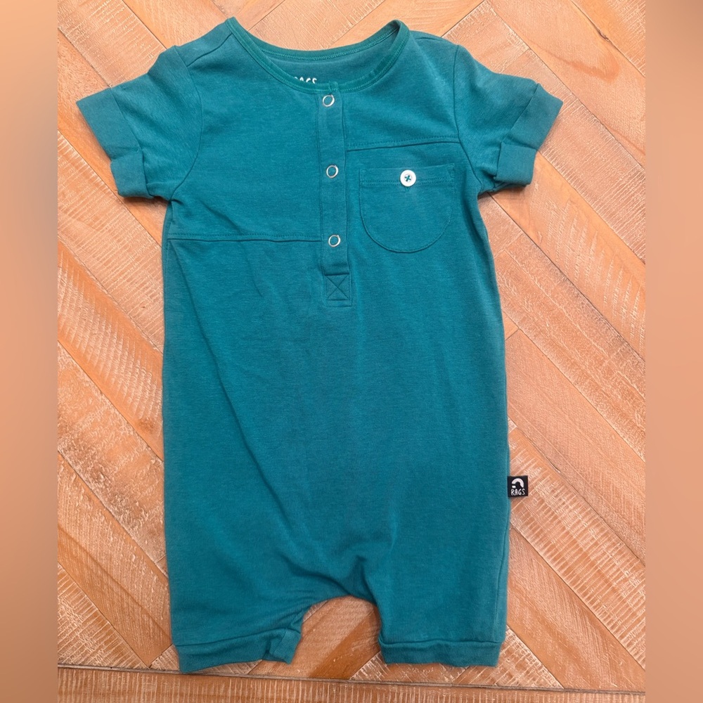 Rags to Raches Essentials Teal romper 12-18 Months